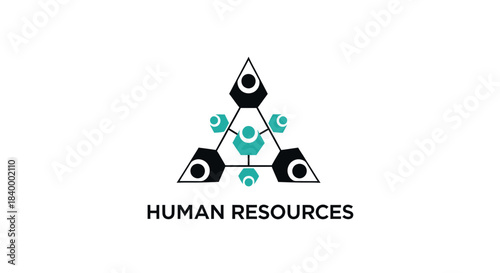 Abstract Geometric Human Resources Logo Representing Teamwork and Collaboration