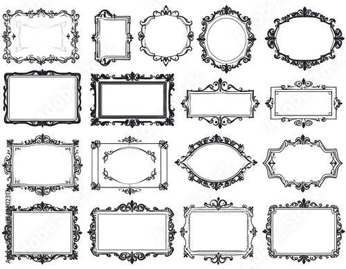 Assortment of ornate, vintage-style frames in various shapes and sizes