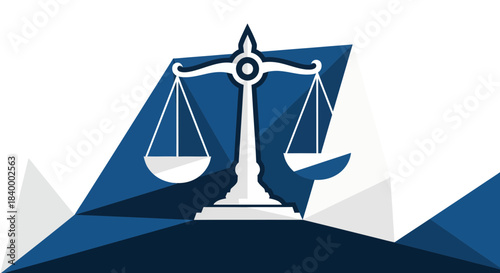 Abstract Geometric Illustration of Justice Scale for Legal and Ethical Concepts