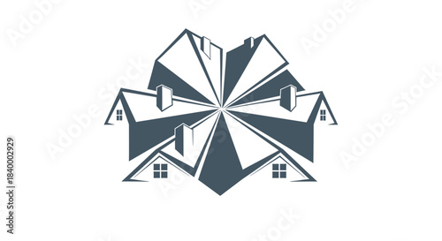 Abstract Geometric Illustration of Multiple Homes Perfect for Real Estate Branding