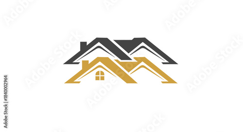 Abstract Geometric Illustration of Overlapping House Roofs in Minimalist Design