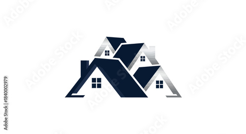 Abstract Geometric Illustration of Residential Roofs and Modern Real Estate Concept Design