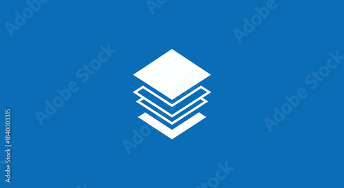 Abstract Geometric Layers Style Icon On Blue Background For Graphic Design Project