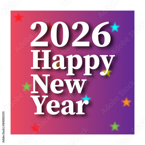 2026 happy new year pink and purple gradient background