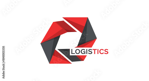 Abstract Geometric Logistics Logo Featuring Red And Grey Triangles In Modern Design