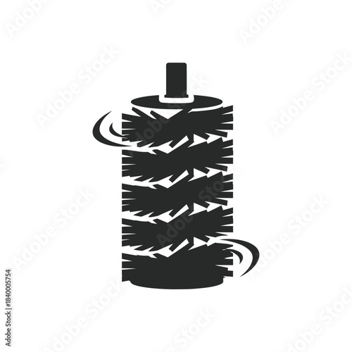 Industrial rotating roller brush icon representing cleaning technology and equipment