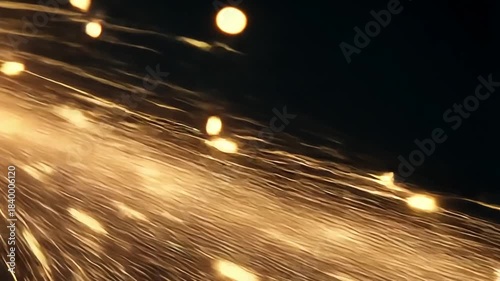 Dynamic Spark Show with Fiery Glittering Fireworks and Golden Sparks