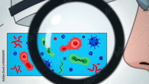 Microscopic View of Various Microorganisms and Viruses Under a Microscope in a Laboratory Setting.