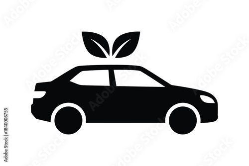 Eco friendly car icon representing sustainable transportation and environmental concern
