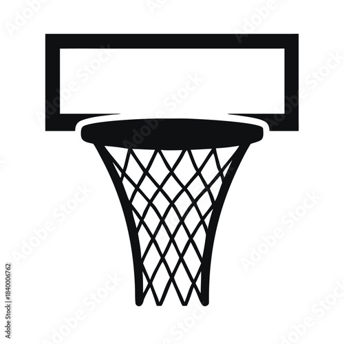 Simple black and white graphic icon representing a basketball hoop rim and net silhouette