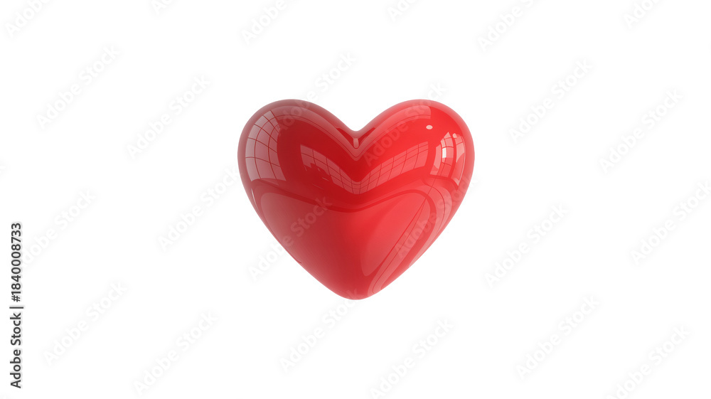 Fototapeta premium Glossy red heart symbol on white background