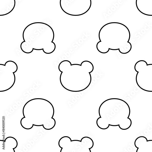 Seamless pattern with a bear head. Linear teddy bear head on a white background. Vector image.