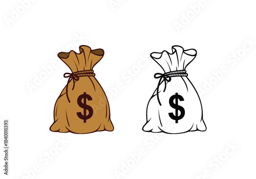 Dollar Money Bag Icon – 3D Finance Symbol, Cash Currency Illustration Vector