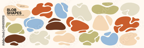 Organic Soft Blob Shape Set. Different Round Form Kit. Abstract Blob Figure Bundle. Hand Drawn Vector Illustration