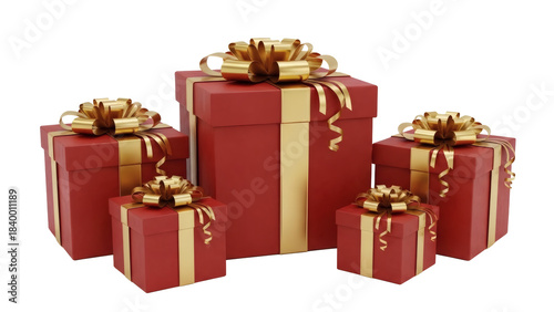 Elegant red gift boxes with golden ribbons perfect for holiday promotions and festive marketing campaigns this season