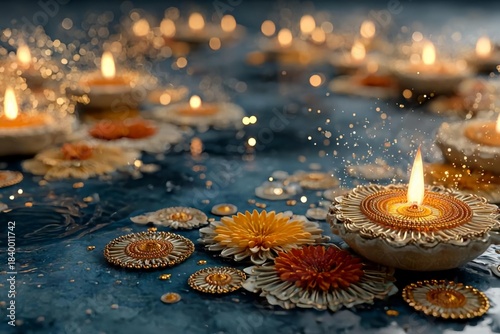 Elegant Floating Candles with Flowers on a Tranquil Water Surface