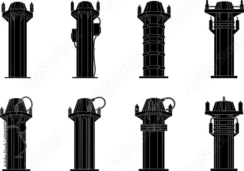 flavector industrial component illustrations for electrical and mechanical engineering design and CAD reference set