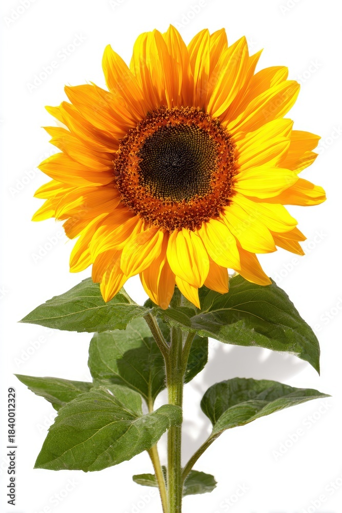 Obraz premium Vibrant Yellow Sunflower Against White Background