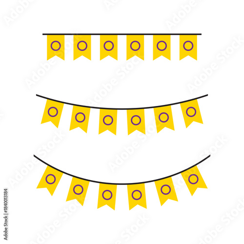 Seamless yellow with purple circle as intersex flag party bunting. LGBTQI concept. Flat design illustration.
