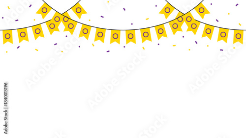 Seamless yellow with purple circle as intersex flag party bunting. LGBTQI concept. Flat design illustration.