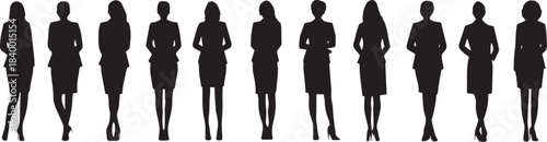 Elegant Silhouettes: A sophisticated collection of silhouette figures of professional women, captured against a clean backdrop, showcasing a diverse range of outfits and styles.