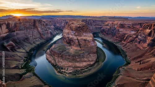 Horseshoe Bend at Sunset - A Majestic View of the Colorado River.