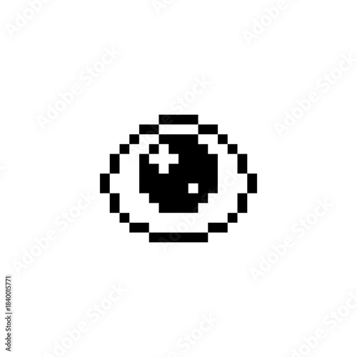 Pixel eye icon, retro 8-bit. Suitable for UI elements, game interfaces, emotion indicators, chat systems, and digital design.