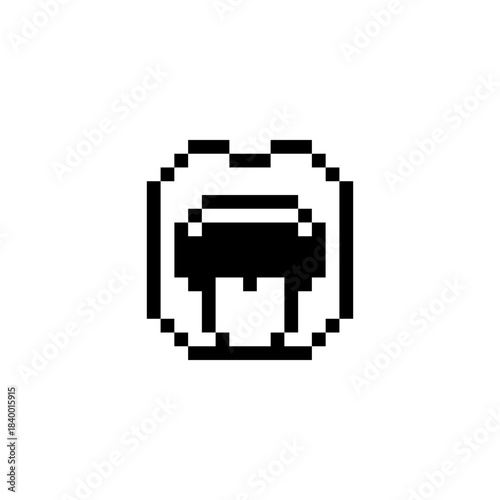 Pixel lips icon with simple round outline and bold mouth shape, pixel art style, retro 8-bit aesthetic. Suitable for UI elements, chat emotions, game interfaces, stickers, and digital design.