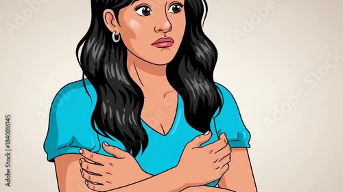 Woman Experiencing Hand Pain, Illustrated Representation of Discomfort and Distress