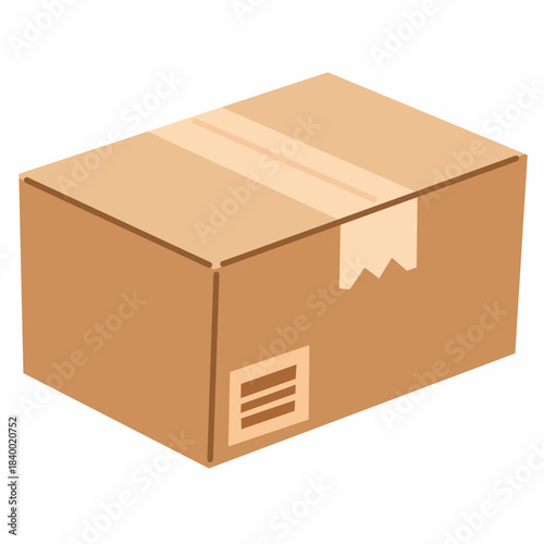 Cardboard Shipping Box in Flat Illustration Style for Branding Assets