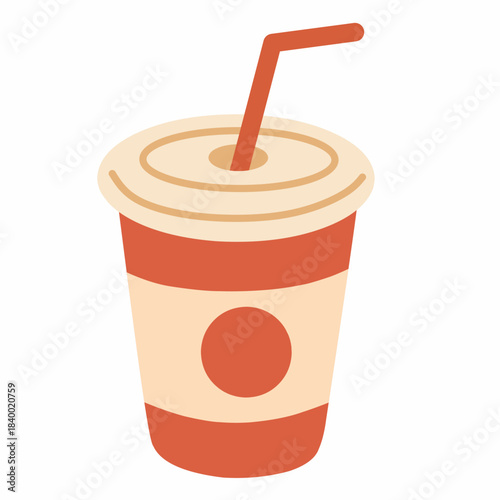 Drink Cup with Straw in Flat Illustration Style for Beverage Branding