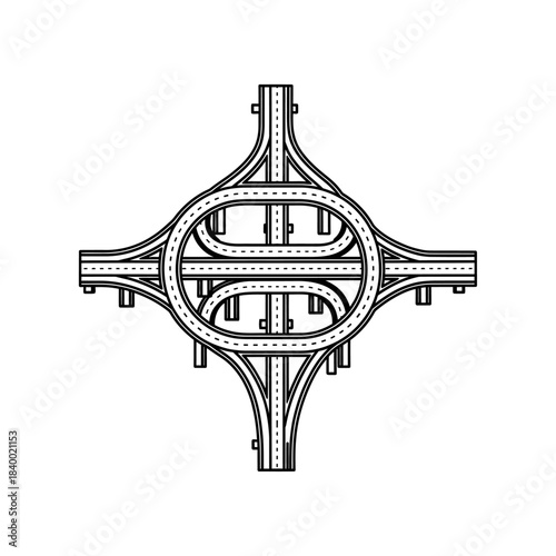 Multi level junction icon flat vector design.