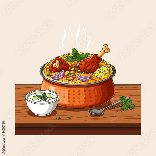 Mutton Biriyani icon flat vector design.