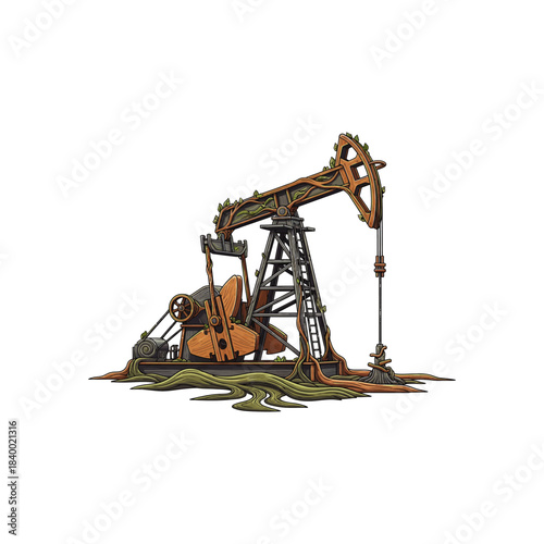 Pump Jack icon flat vector design.