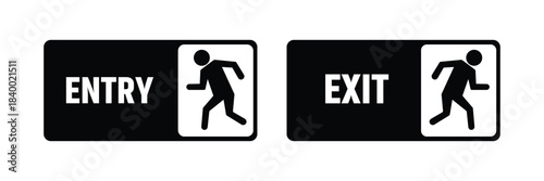 Entry and exit sign vector illustration for directional navigation and wayfinding design
