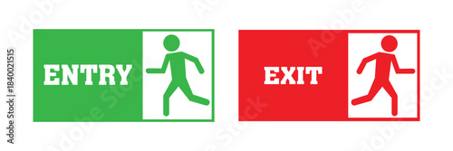 Entry and exit sign vector illustration for directional navigation and wayfinding design
