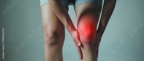 Knee Pain: A close-up shot of a person clutching their knee, illustrating pain, discomfort, and the potential for a medical condition.