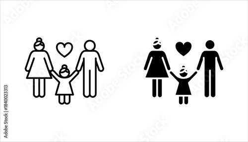 Happy family icon set. Containing parents, mother, father, children, vector illustration on white background