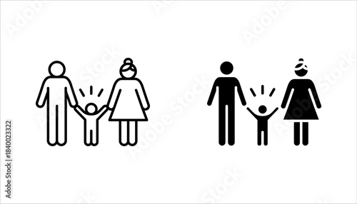 Happy family icon set. Containing parents, mother, father, children, vector illustration on white background