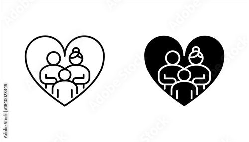 Happy family icon set. Containing parents, mother, father, children, vector illustration on white background