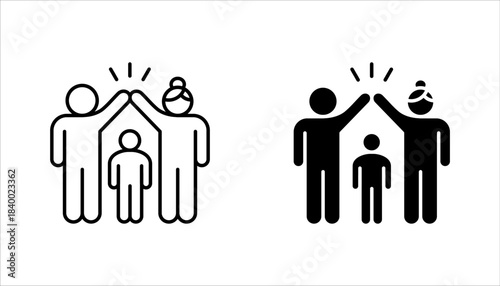 Happy family icon set. Containing parents, mother, father, children, vector illustration on white background