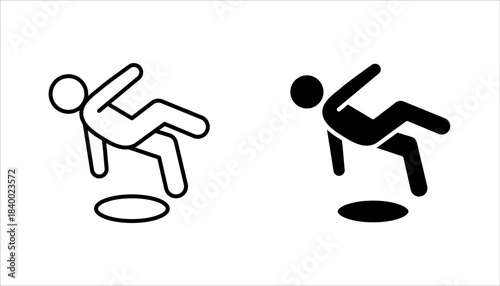 slippery wet floor icon set. warning caution wet floor. cleaning in progress sign. vector illustration on white background