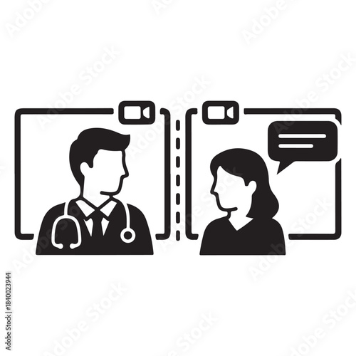 Digital Medicine Doctor Patient Telemedicine Silhouette