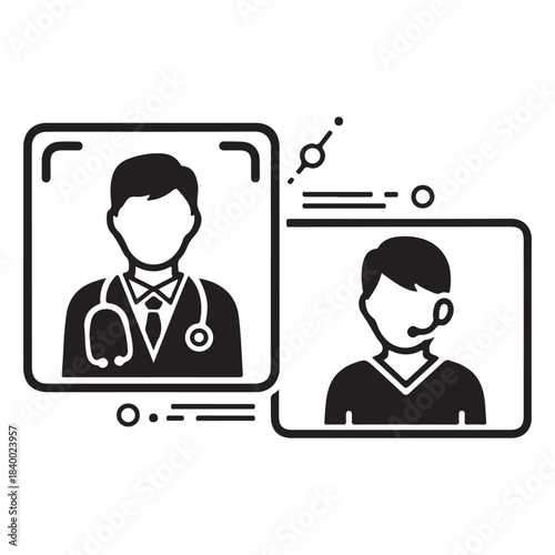 Screen Based Doctor Patient Consultation Silhouette