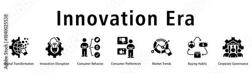 Innovation Era banner highlighting digital shifts, disruptive innovation, behavior patterns, preferences, habits, trends and governance.