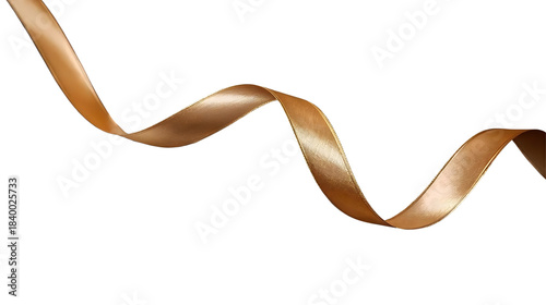 Elegant gold satin ribbon floating gracefully against a neutral background, perfect for luxury celebration designs.