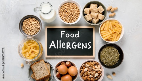 Diverse Food Allergens: A visually informative layout showcases a variety of potential food allergens, presenting a clear guide to ingredients and sensitivities.