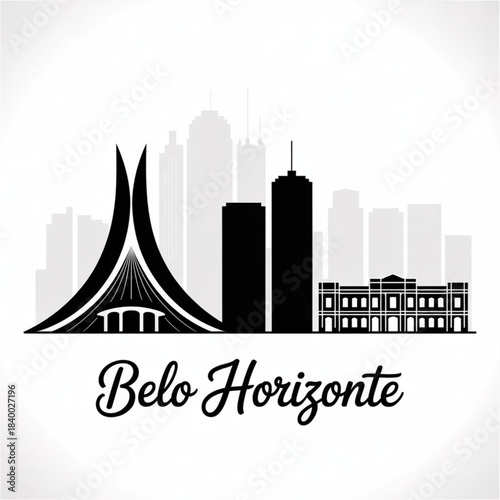 Belo Horizonte Skyline Silhouette — A Mountain-Framed Urban Center in Minas Gerais Vector Illustration