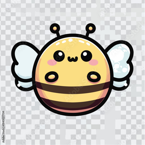 Adorable Cartoon Bee with Big Eyes and Rosy Cheeks.