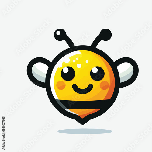 Cute Cartoon Bee Mascot Logo Design with Friendly Smile.